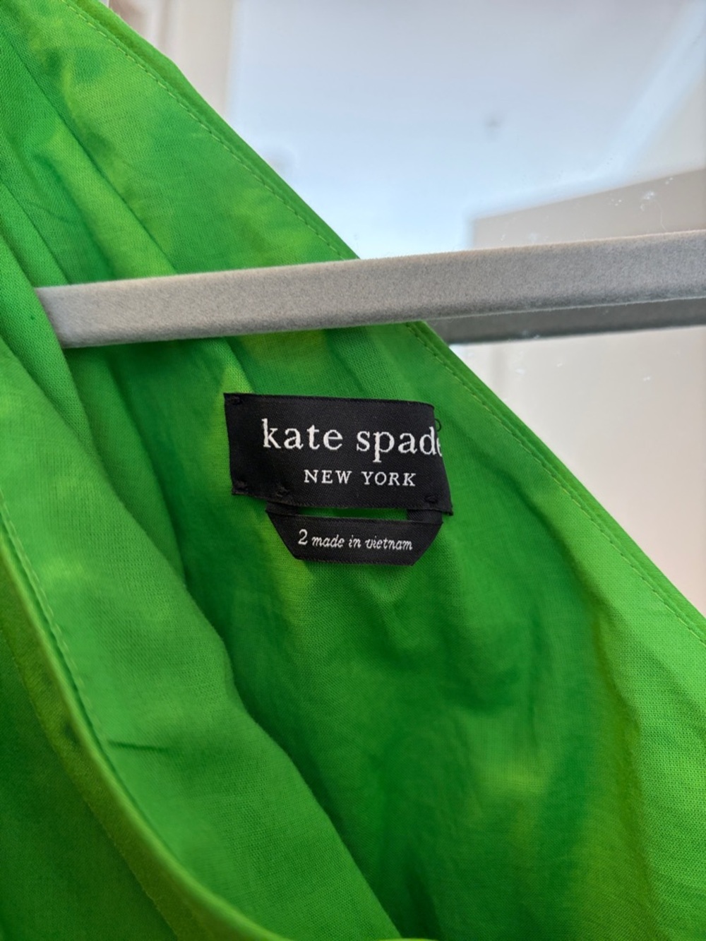 kate spade One-Shoulder Poplin Dress in Bright Green - Size 2 - Picture 3 of 5